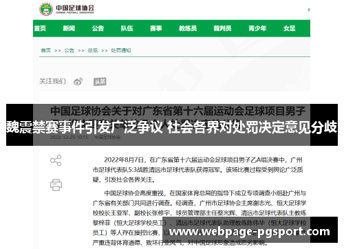 魏震禁赛事件引发广泛争议 社会各界对处罚决定意见分歧